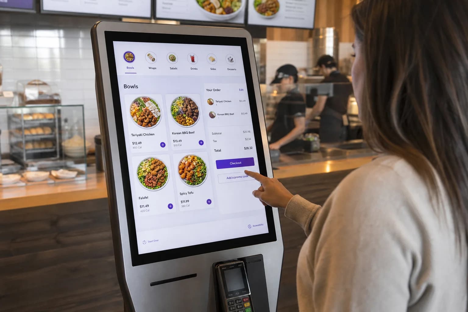 Restaurant ordering kiosk display