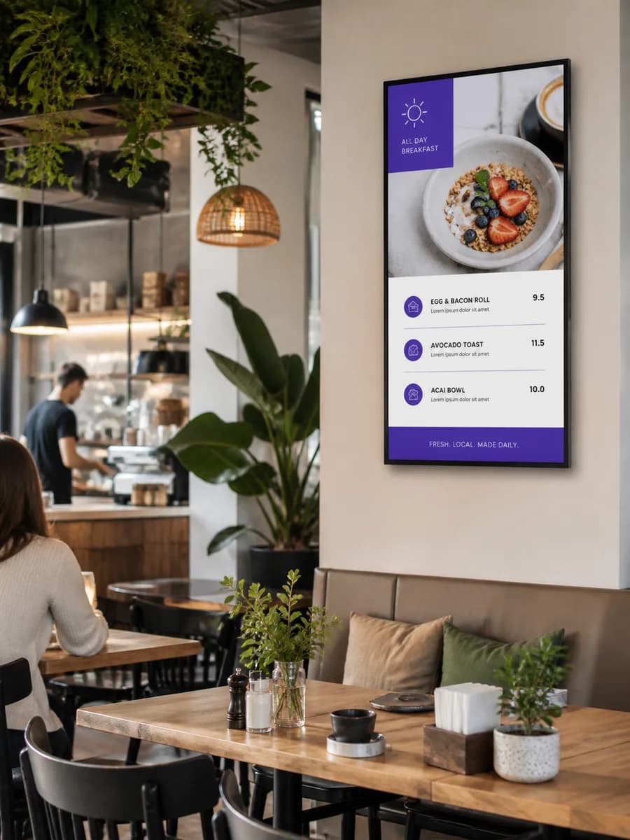 Scheduled hospitality screen creative in Lumina CMS