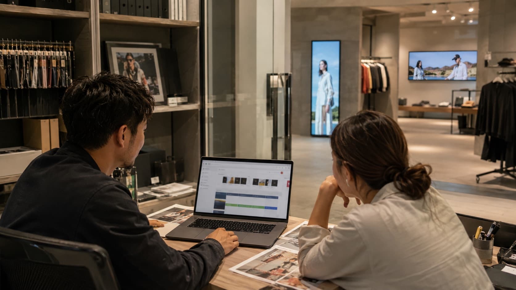 Retail team using LUMINA to control signage content and device groups