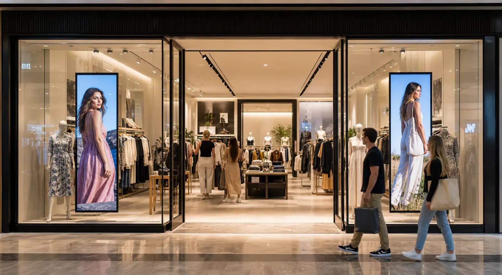 Retail storefront using managed digital signage screens